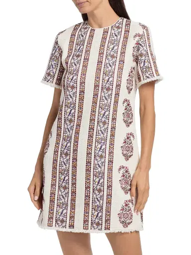 Giambattista Valli Women's Floral-Striped Bouclé Minidress - Ivory Multi - Size 00 | Thumbnail 3