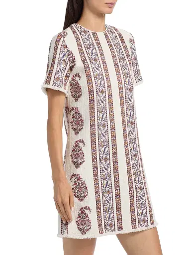 Giambattista Valli Women's Floral-Striped Bouclé Minidress - Ivory Multi - Size 00 | Thumbnail 4