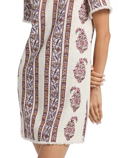 Giambattista Valli Women's Floral-Striped Bouclé Minidress - Ivory Multi - Size 00 | Thumbnail 6