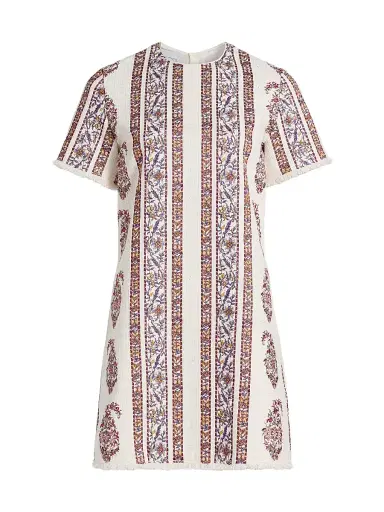 Giambattista Valli Women's Floral-Striped Bouclé Minidress - Ivory Multi - Size 00 | Thumbnail 1