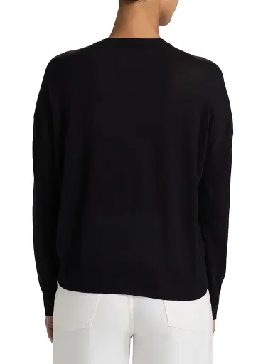 Loulou de Saison Women's Kita Fine Crewneck Cardigan - Black - Size XS | Thumbnail 5 Loulou de Saison Women's Kita Fine Crewneck Cardigan - Black - Size XS | Thumbnail 5