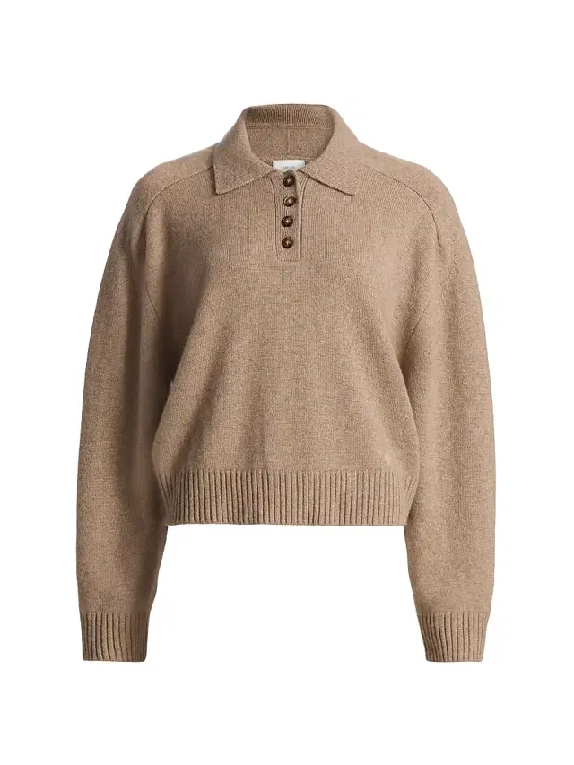 Loulou de Saison Women's Homere Collared Boxy Sweater - Taupe Melange