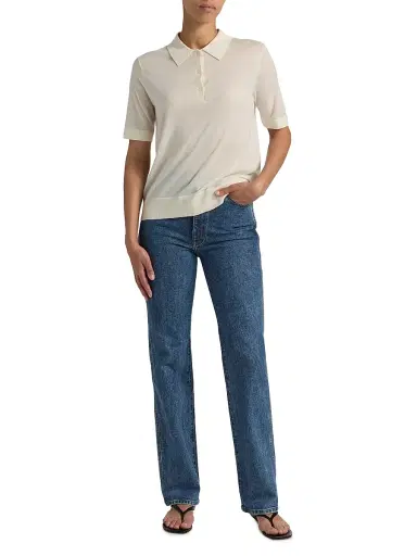 Loulou de Saison Women's Migo Fine Cashmere Polo Top | Thumbnail 2