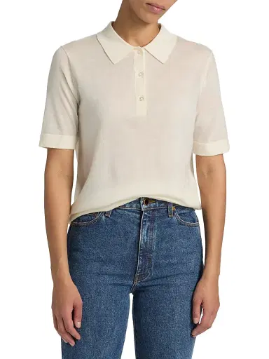 Loulou de Saison Women's Migo Fine Cashmere Polo Top | Thumbnail 3