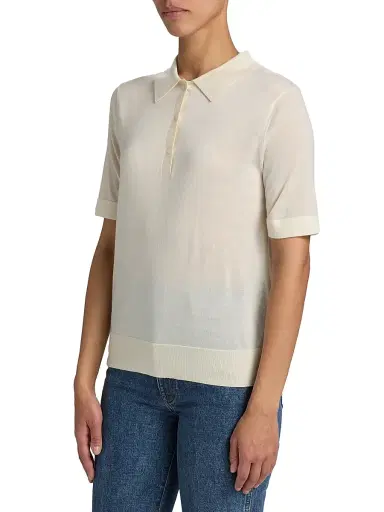 Loulou de Saison Women's Migo Fine Cashmere Polo Top | Thumbnail 4