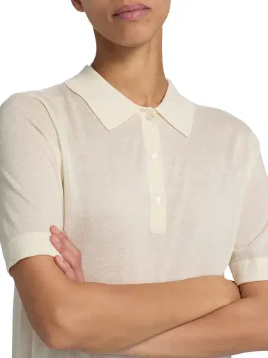 Loulou de Saison Women's Migo Fine Cashmere Polo Top | Thumbnail 6