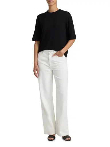 Loulou de Saison Women's Nala Fine Short-Sleeve Top - Black - Size XS | Thumbnail 2