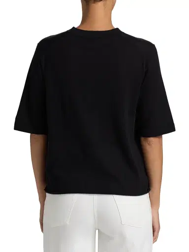 Loulou de Saison Women's Nala Fine Short-Sleeve Top - Black - Size XS | Thumbnail 5