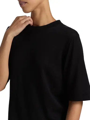 Loulou de Saison Women's Nala Fine Short-Sleeve Top - Black - Size XS | Thumbnail 6