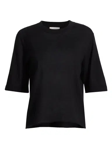 Loulou de Saison Women's Nala Fine Short-Sleeve Top - Black - Size XS | Thumbnail 1