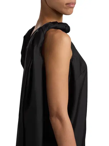 Loulou de Saison Women's Wilma Twisted Collar Silk Top - Black | Thumbnail 6 Loulou de Saison Women's Wilma Twisted Collar Silk Top - Black | Thumbnail 6