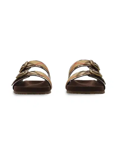 Burberry Women's Urchin Checked Snakeskin-Embossed Sandals - Serpent | Thumbnail 2