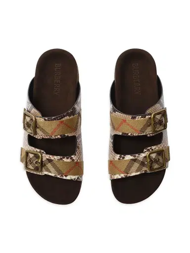 Burberry Women's Urchin Checked Snakeskin-Embossed Sandals - Serpent | Thumbnail 4