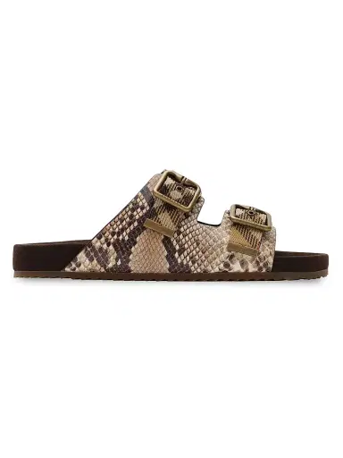 Burberry Women's Urchin Checked Snakeskin-Embossed Sandals - Serpent | Thumbnail 1