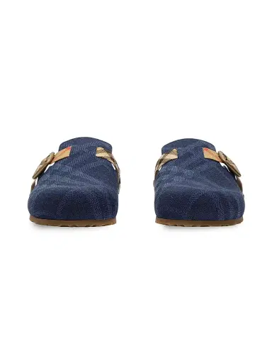 Burberry Women's Check Suede Urchin Clogs - Navy | Thumbnail 2