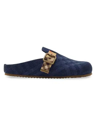 Burberry Women's Check Suede Urchin Clogs - Navy | Thumbnail 1