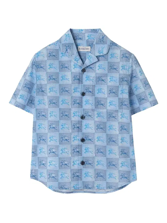 Burberry Little Boy's & Boy's EKD Check Short-Sleeve Shirt - Cornflower