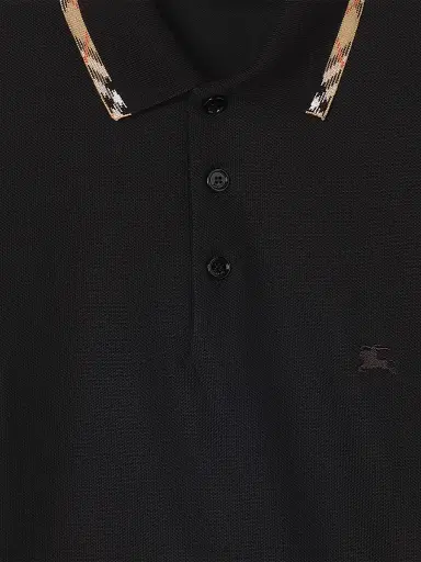 Burberry Men's Eddie Logo Cotton Polo Shirt - Black - Size Small | Thumbnail 2 Burberry Men's Eddie Logo Cotton Polo Shirt - Black - Size Small | Thumbnail 2