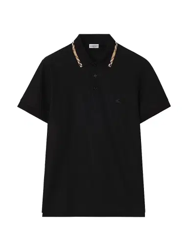 Burberry Men's Eddie Logo Cotton Polo Shirt - Black - Size Small | Thumbnail 1 Burberry Men's Eddie Logo Cotton Polo Shirt - Black - Size Small | Thumbnail 1
