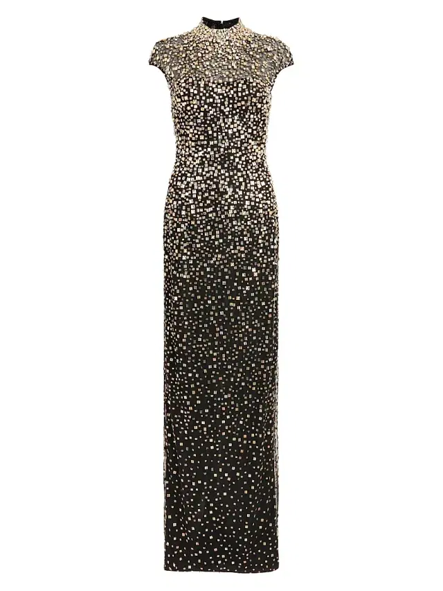 Jenny Packham Women's Treasure Embellished Column Gown - Liquorice