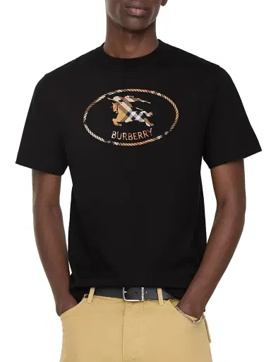 Burberry Men's Seth Logo-Embroidered Cotton Slim-Fit T-Shirt - Black - Size XL | Thumbnail 2 Burberry Men's Seth Logo-Embroidered Cotton Slim-Fit T-Shirt - Black - Size XL | Thumbnail 2