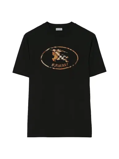 Burberry Men's Seth Logo-Embroidered Cotton Slim-Fit T-Shirt - Black - Size XL | Thumbnail 1 Burberry Men's Seth Logo-Embroidered Cotton Slim-Fit T-Shirt - Black - Size XL | Thumbnail 1