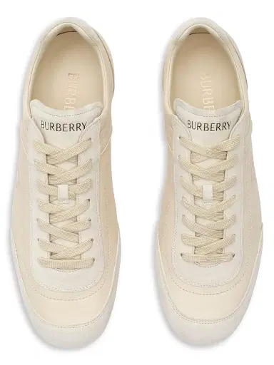Burberry Men's Knight Leather & Suede Low-Top Sneakers - Dove Beige - Size 13 | Thumbnail 4 Burberry Men's Knight Leather & Suede Low-Top Sneakers - Dove Beige - Size 13 | Thumbnail 4