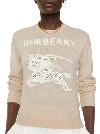 Burberry Women's EKD Cotton-Wool Sweater - Easel Beige | Thumbnail 2