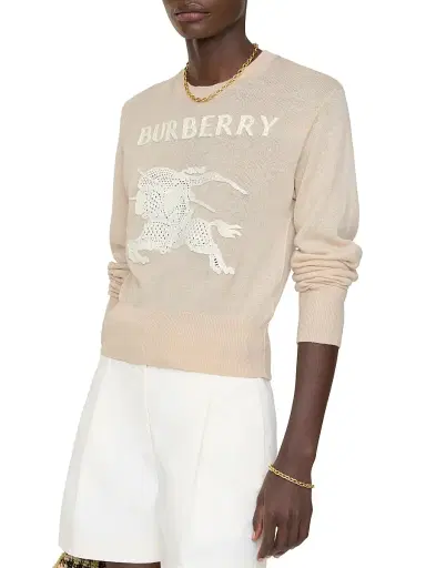 Burberry Women's EKD Cotton-Wool Sweater - Easel Beige | Thumbnail 3
