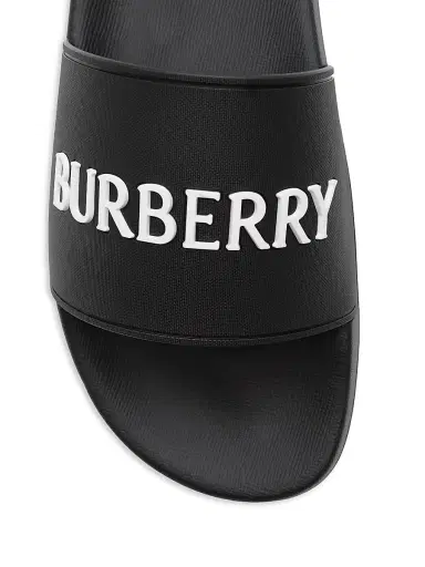 Burberry Men's Furley Logo Slide Sandals - Black White - Size 13 | Thumbnail 5