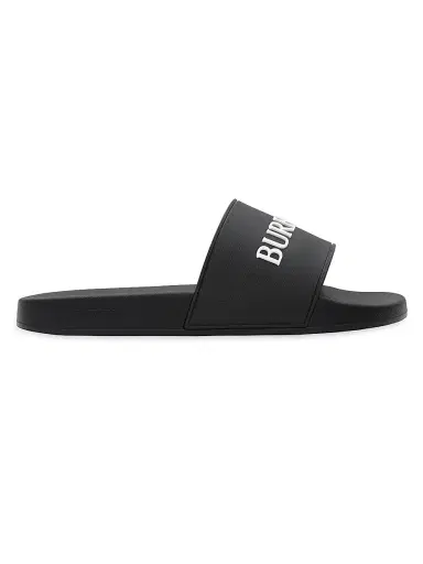 Burberry Men's Furley Logo Slide Sandals - Black White - Size 13 | Thumbnail 1
