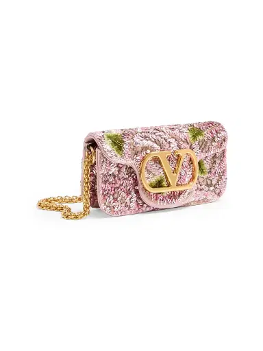 Valentino Garavani Women's Locò Embroidered Shoulder Bag - Pink | Thumbnail 4