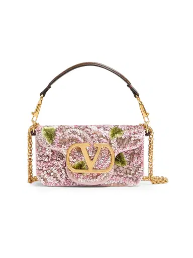 Valentino Garavani Women's Locò Embroidered Shoulder Bag - Pink | Thumbnail 1