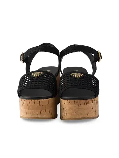 Prada Women's Crochet Wedge Platform Sandals - Black | Thumbnail 2 Prada Women's Crochet Wedge Platform Sandals - Black | Thumbnail 2
