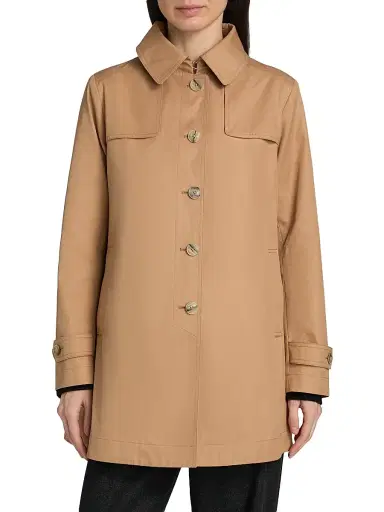 HERNO Women's Logo-Trim Short Trench Coat - Camel - Size 8 | Thumbnail 3 HERNO Women's Logo-Trim Short Trench Coat - Camel - Size 8 | Thumbnail 3