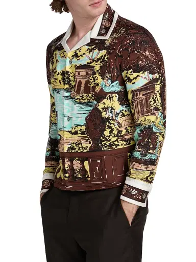 Versace Men's The Grotto Silk Twill Shirt | Thumbnail 4