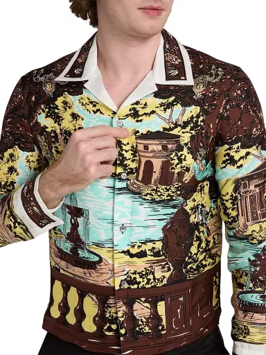 Versace Men's The Grotto Silk Twill Shirt | Thumbnail 6