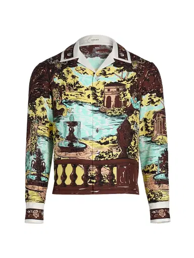 Versace Men's The Grotto Silk Twill Shirt | Thumbnail 1