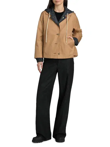 HERNO Women's Cotton & Techno Taffeta Reversible Jacket - Camel - Size 2 | Thumbnail 2