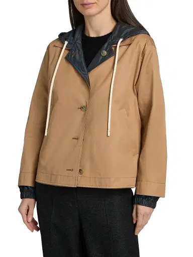 HERNO Women's Cotton & Techno Taffeta Reversible Jacket - Camel - Size 2 | Thumbnail 3
