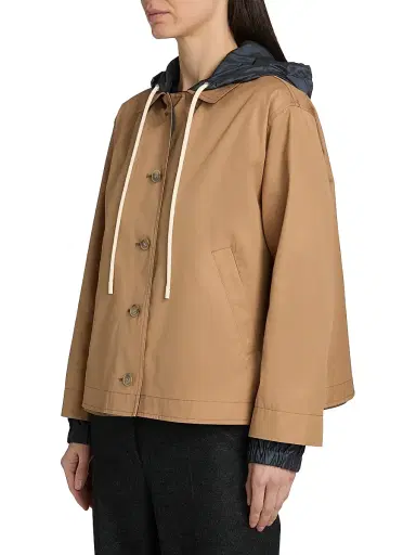HERNO Women's Cotton & Techno Taffeta Reversible Jacket - Camel - Size 2 | Thumbnail 4