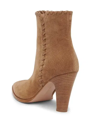 Gianvito Rossi Women's 85MM Whipstitch-Trim Suede Ankle Boots - Camel | Thumbnail 3