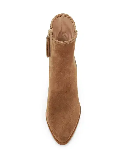 Gianvito Rossi Women's 85MM Whipstitch-Trim Suede Ankle Boots - Camel | Thumbnail 4