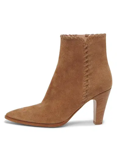 Gianvito Rossi Women's 85MM Whipstitch-Trim Suede Ankle Boots - Camel | Thumbnail 1