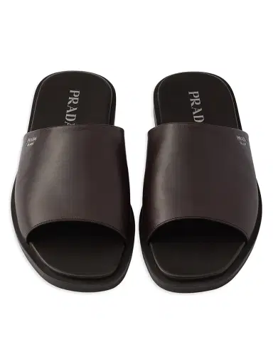 Prada Men's Leather Slides - Brown - Size 9.5 | Thumbnail 2