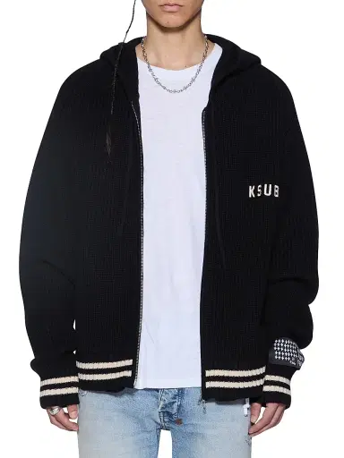 Ksubi Men's Future Memory Boxer Full-Zip Knit Hoodie - Black | Thumbnail 1