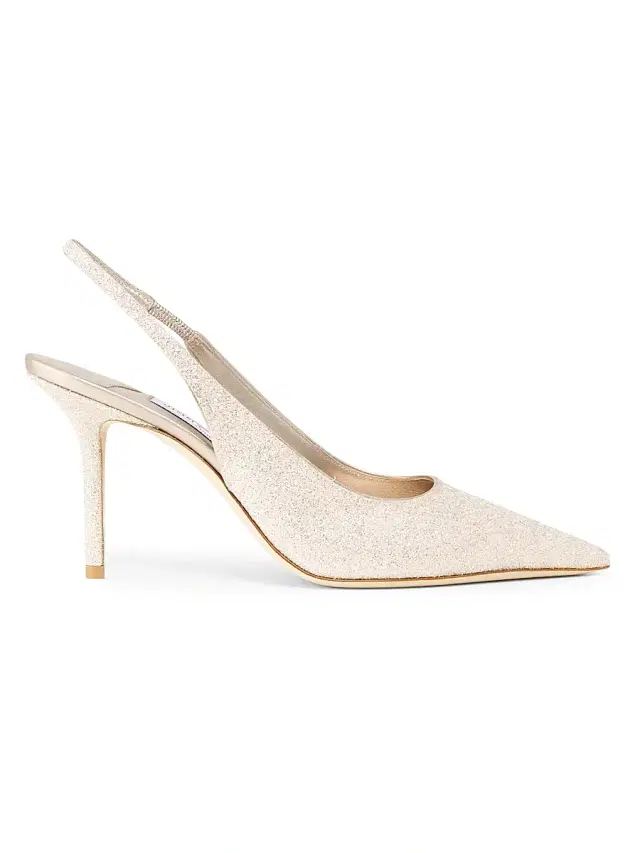 Jimmy Choo Women's Love 85MM Glitter Leather Slingback Pumps - Light Soft Gold