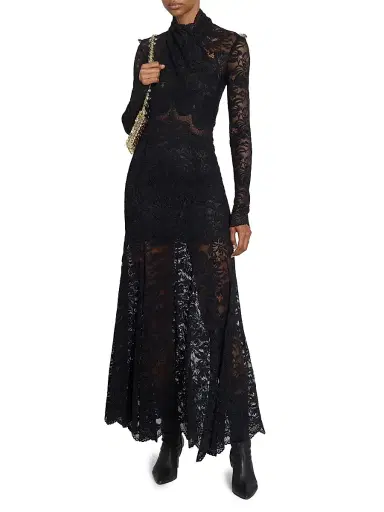 Rabanne Women's Lace Wrap Long-Sleeve Maxi Dress - Black - Size 10 | Thumbnail 2