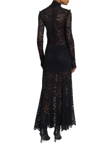 Rabanne Women's Lace Wrap Long-Sleeve Maxi Dress - Black - Size 10 | Thumbnail 5
