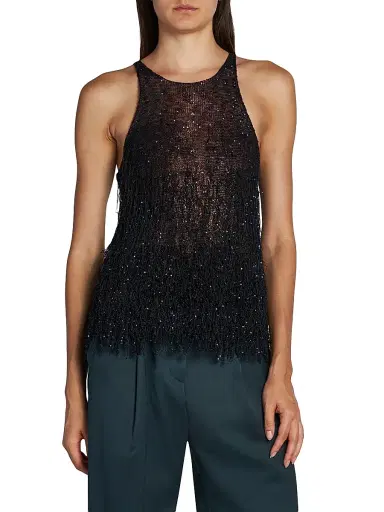 Giorgio Armani Women's Sequined Knit Sleeveless Blouse - Size 8 | Thumbnail 3 Giorgio Armani Women's Sequined Knit Sleeveless Blouse - Size 8 | Thumbnail 3